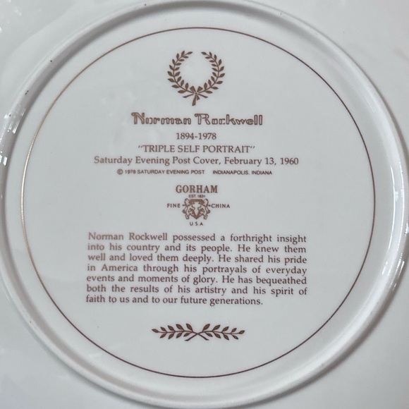 Norman Rockwell “Triple Self Portrait” Plate - Picture 6 of 6